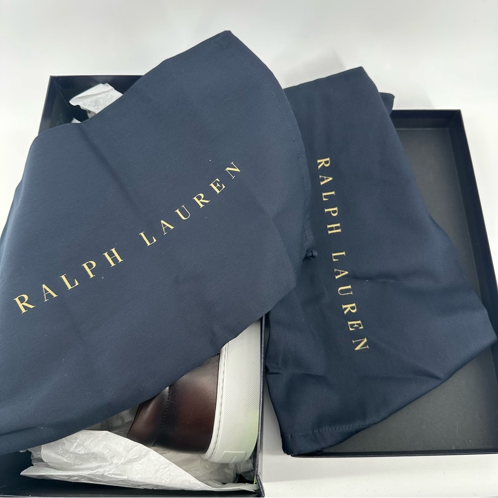NEW Ralph Lauren Purple Label Severn Burnished Calfskin leather brown men shoes - Picture 4 of 10